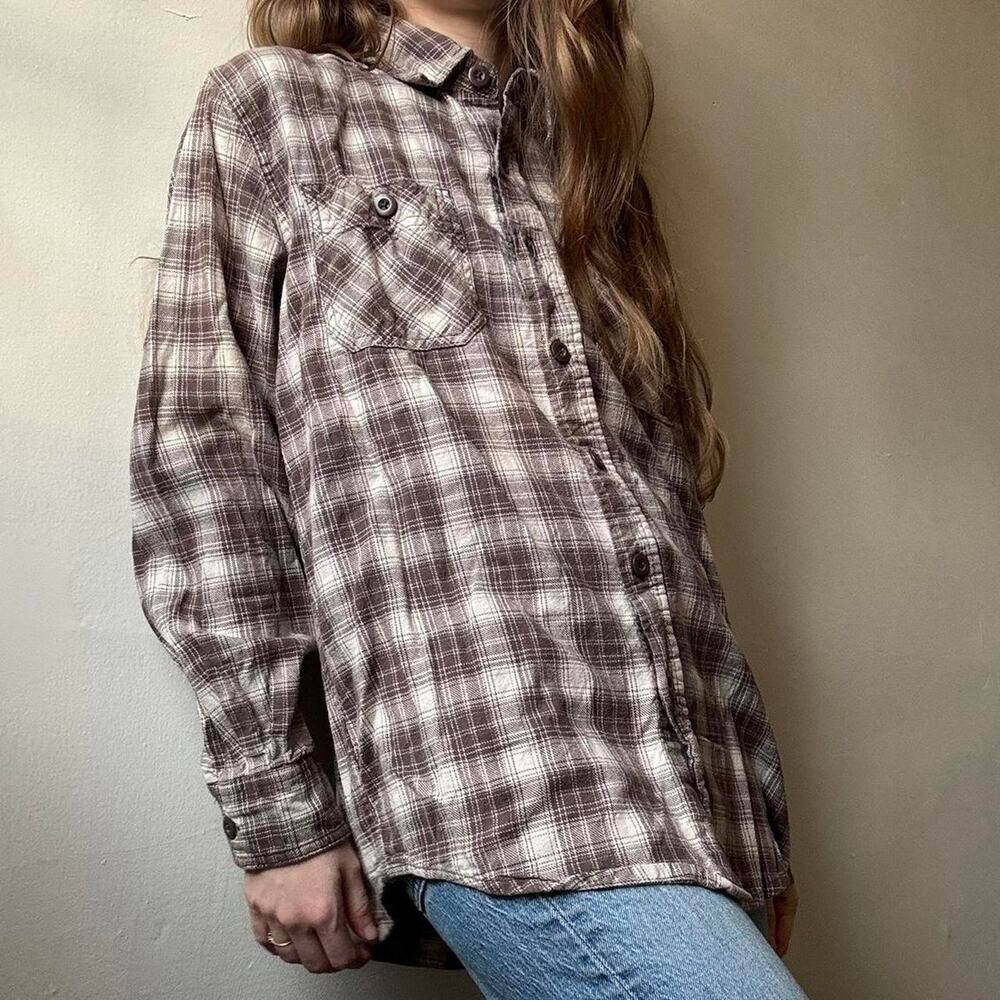 Wrangler Cotton Brown Plaid Button Down Shirt Small Western Cowboy Cowgirl